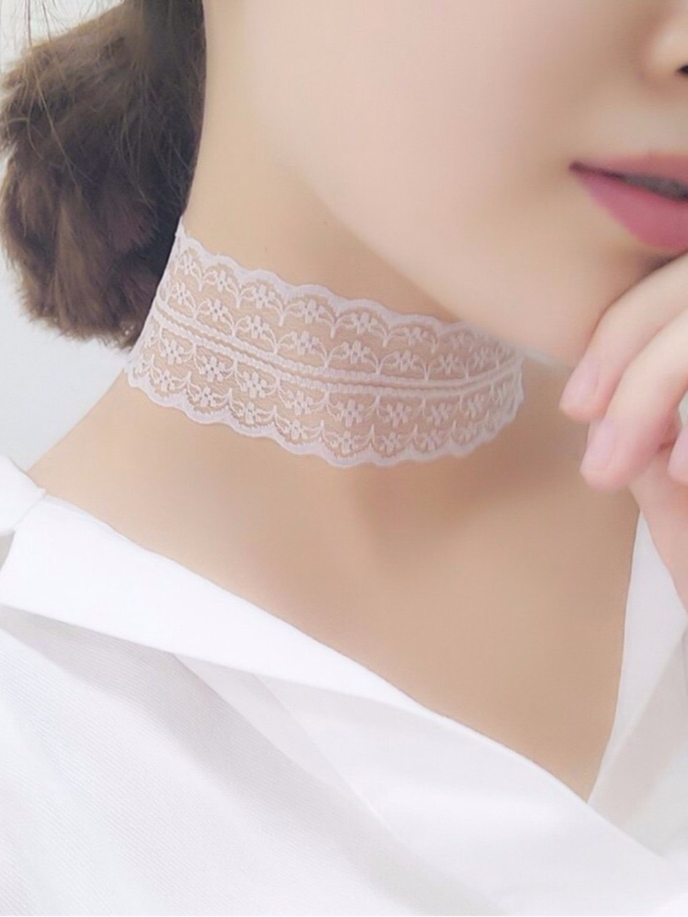 Lace Choker Necklace Women Color White